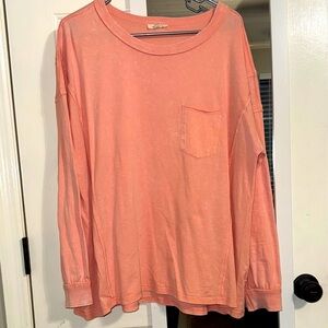 Easel peachy pink Long Sleeve Shirt with Pocket